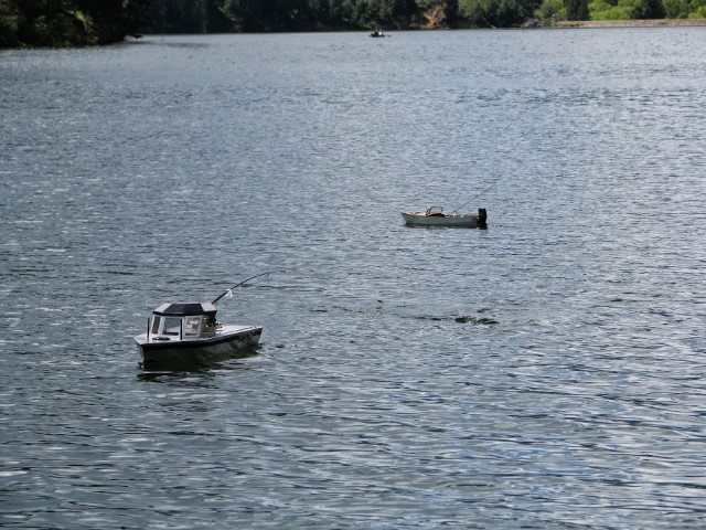Two RC boats fishing